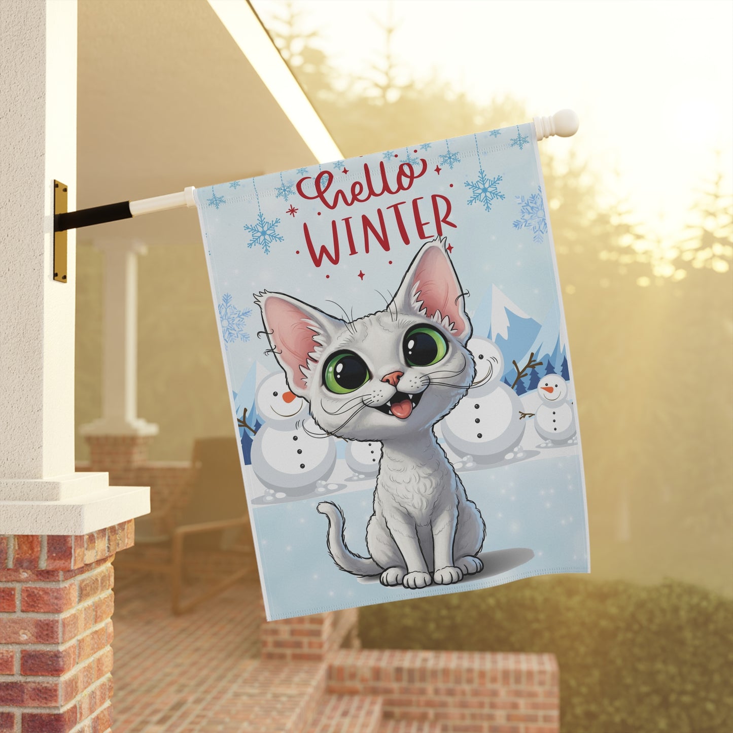 Devon Rex Hello Winter Garden Banner