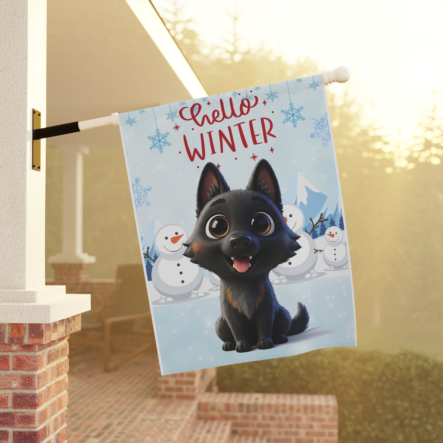Malinois Hello Winter Garden Banner