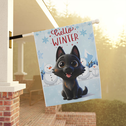 Malinois Hello Winter Garden Banner