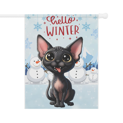 Sphynx Cat Hello Winter Garden Banner