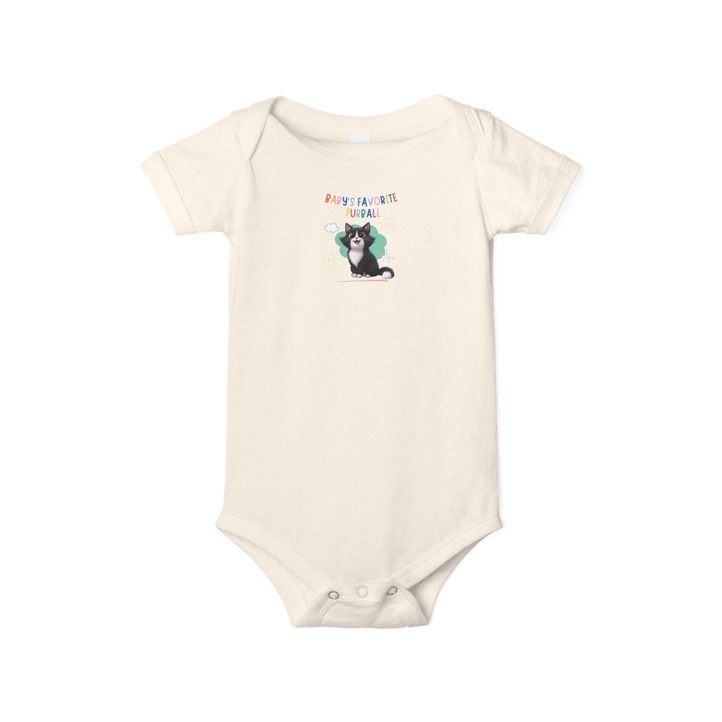Long hair tuxedo cat Favorite Furball Onesie