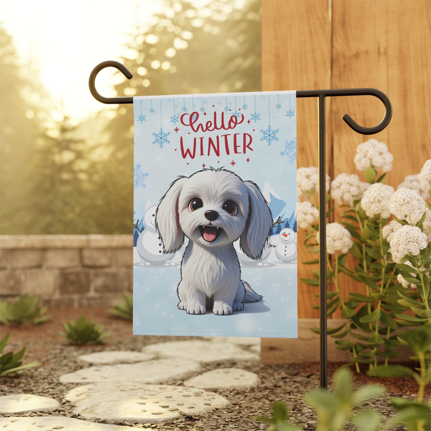 Maltese Hello Winter Garden Banner