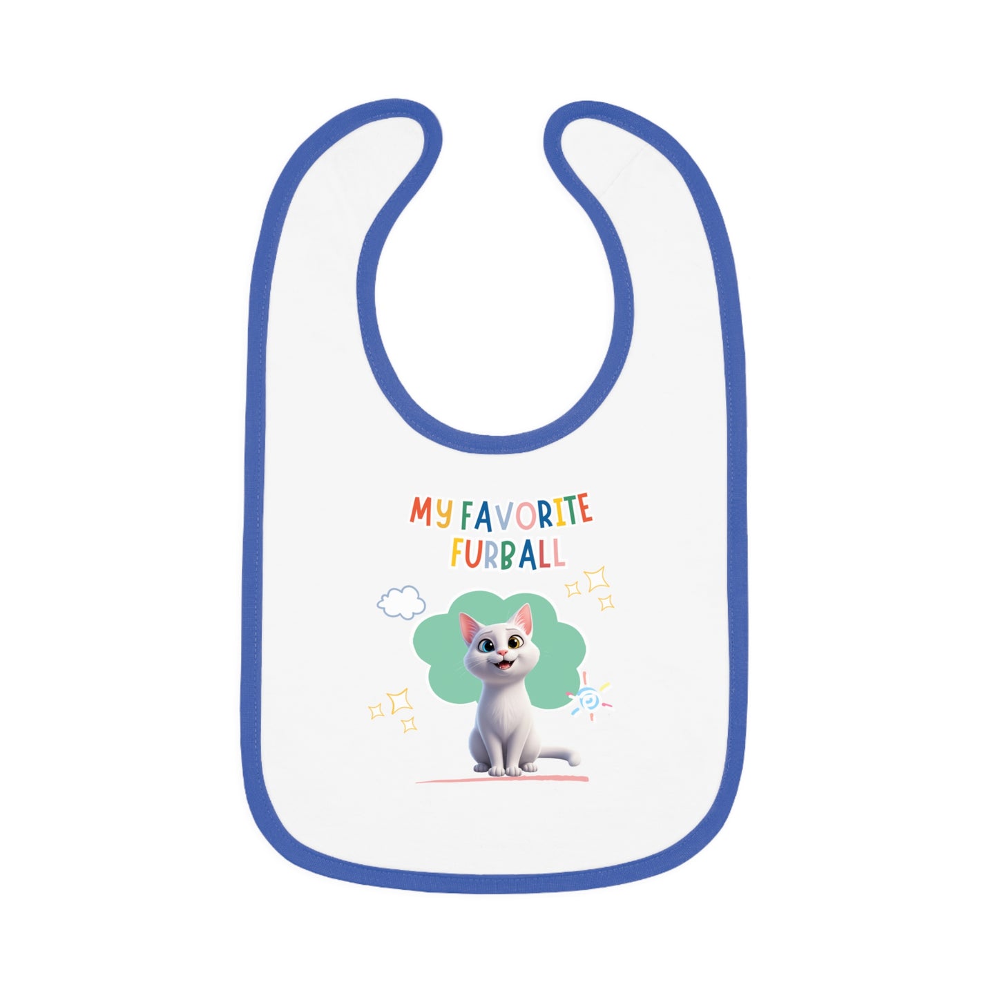 Shorthair White Cat Favorite Furball Baby Bib