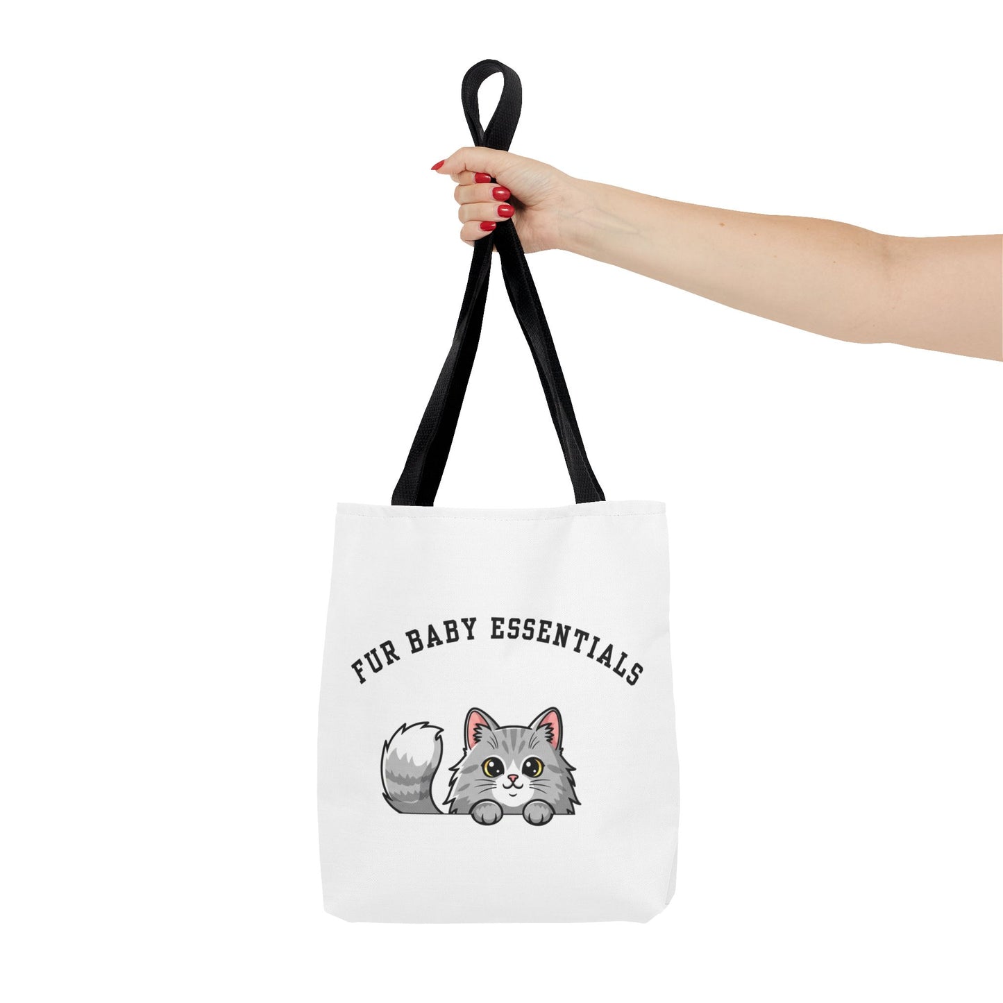 Long hair gray cat FurBaby Tote Bag