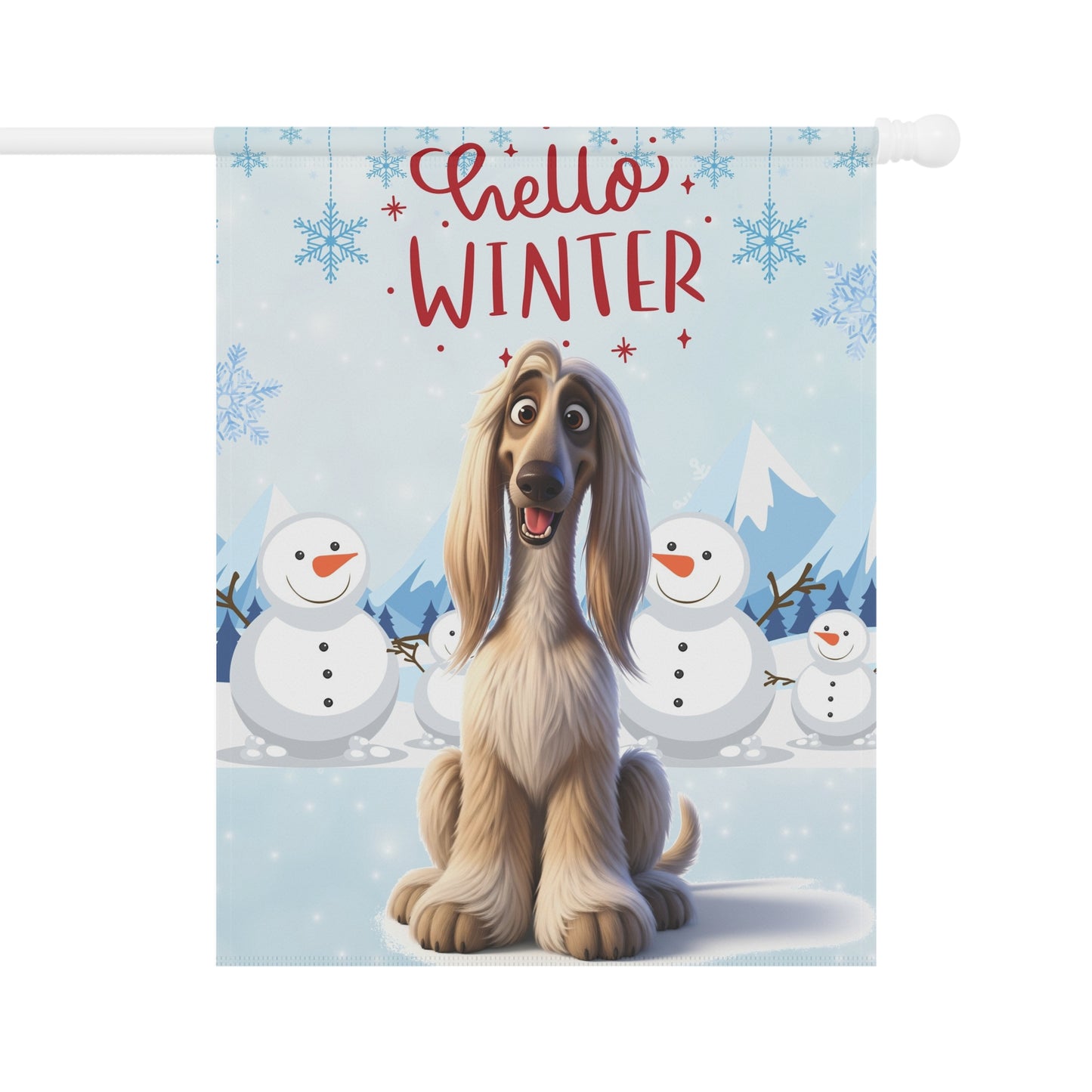 Afghan Hound Hello Winter Garden Banner