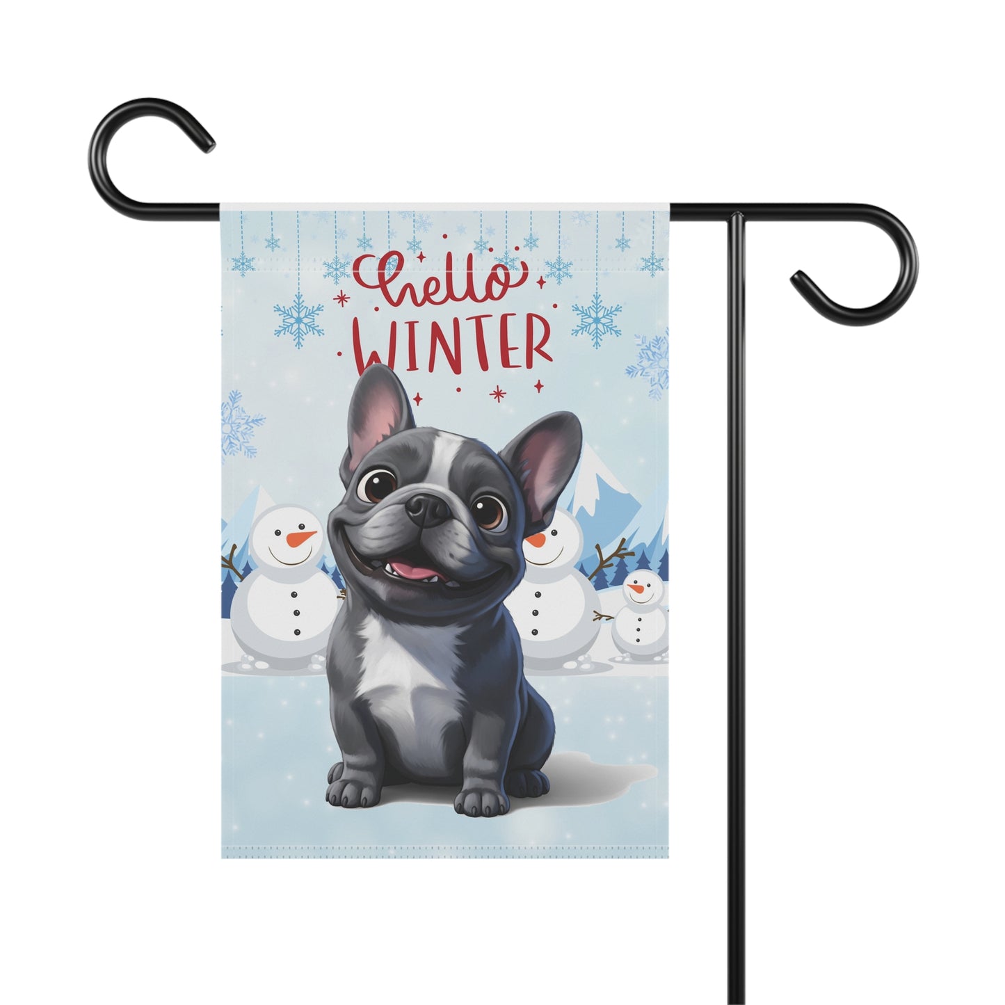 Frenchie Hello Winter Garden Banner