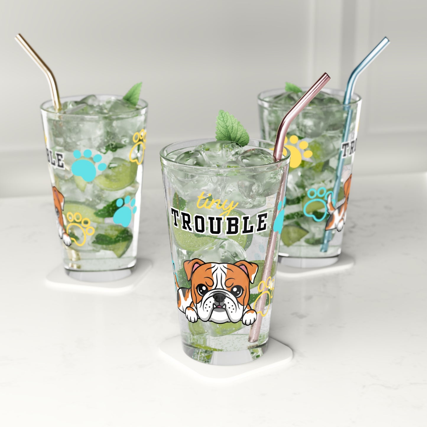 Bulldog Tiny Trouble Pint Glass