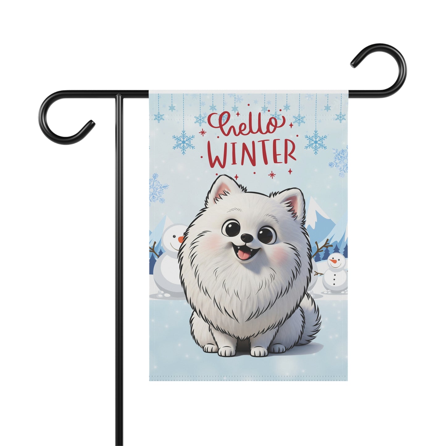 Pomeranian Hello Winter Garden Banner