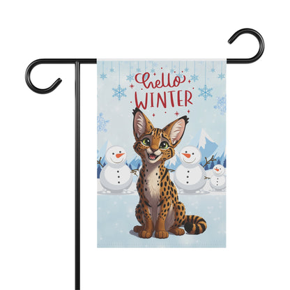 Savannah Cat Hello Winter Garden Banner