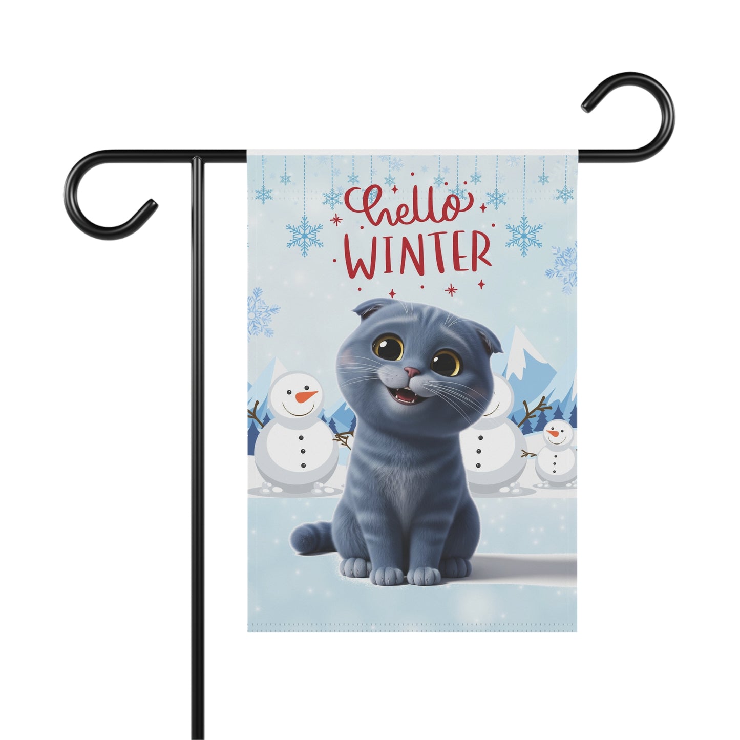 Scottish Fold Hello Winter Garden Banner