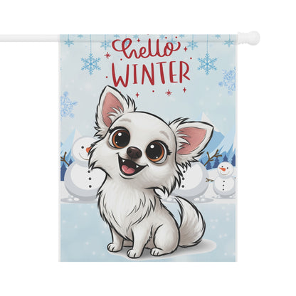 Chihuahua Hello Winter Garden Banner