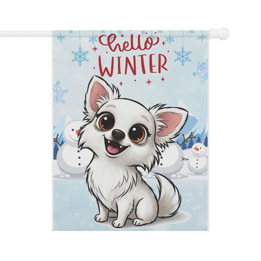 Chihuahua Hello Winter Garden Banner