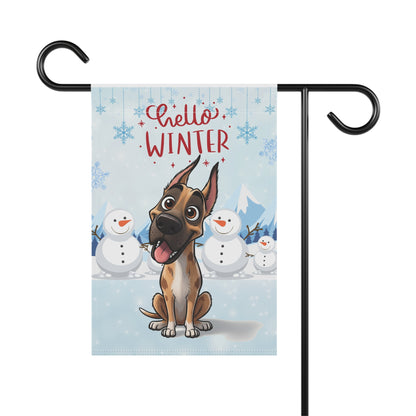Great Dane Hello Winter Garden Banner