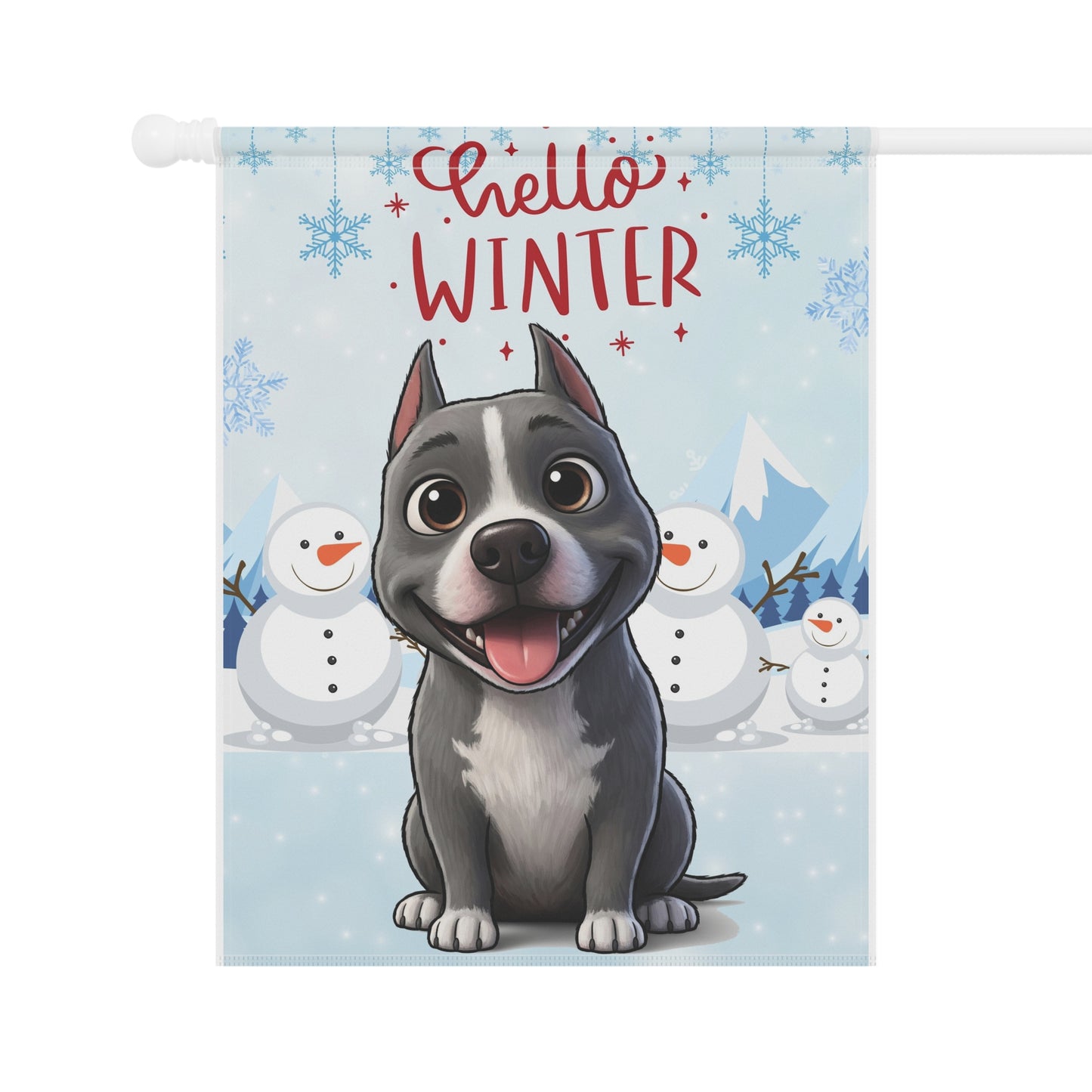 Staffy Hello Winter Garden Banner