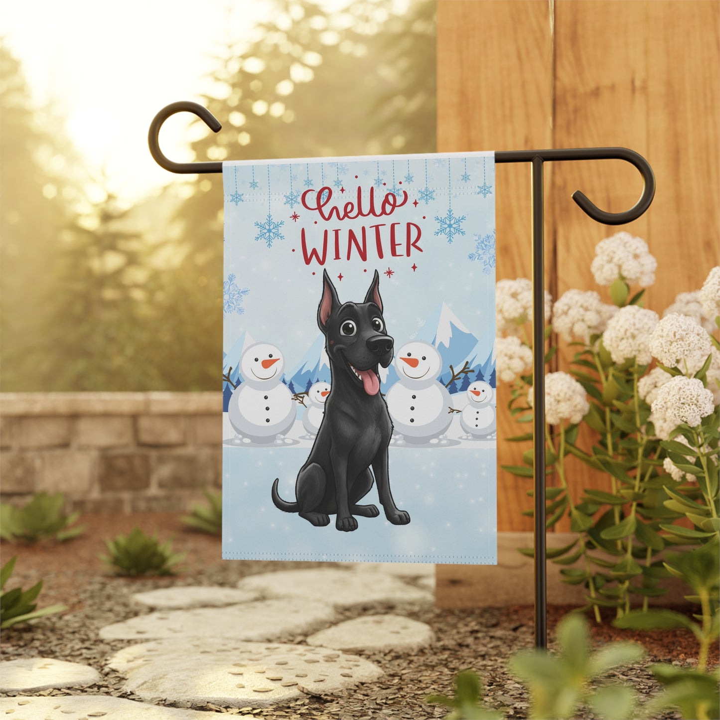 Great Dane Hello Winter Garden Banner