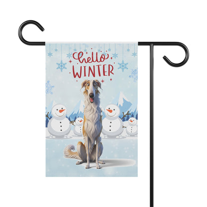 Borzoi Hello Winter Garden Banner