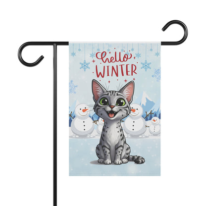 Egyptian Mau Hello Winter Garden Banner