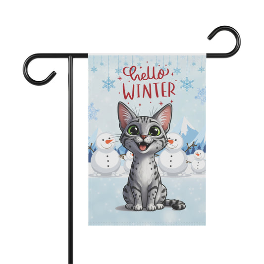 Egyptian Mau Hello Winter Garden Banner