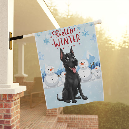 Great Dane Hello Winter Garden Banner