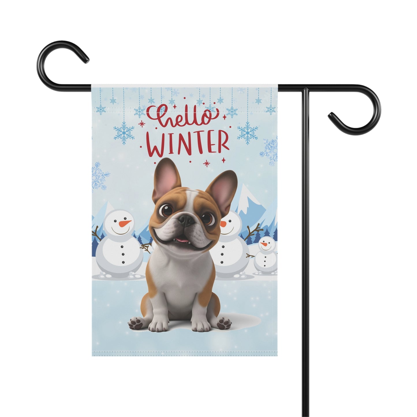 Frenchie Hello Winter Garden Banner