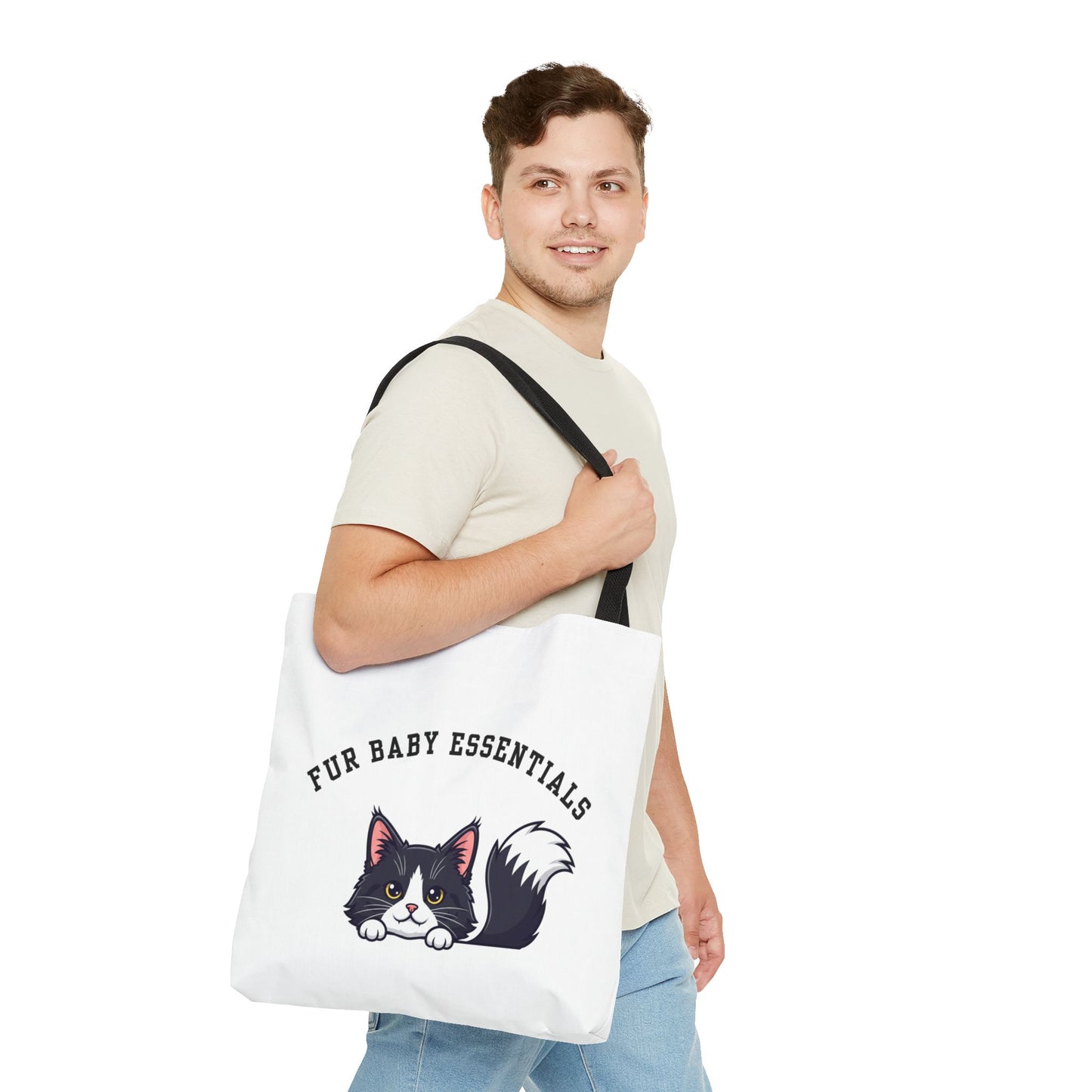 Long hair tuxedo cat FurBaby Tote Bag