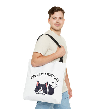 Long hair tuxedo cat FurBaby Tote Bag