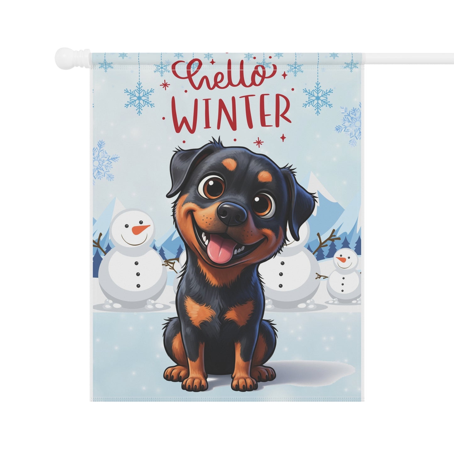 Rottweiler Hello Winter Garden Banner