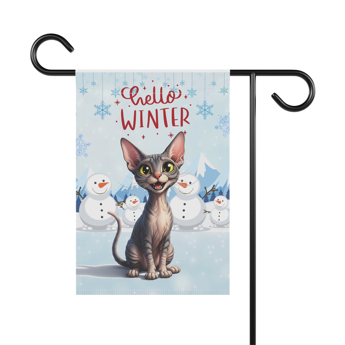 Sphynx Cat Hello Winter Garden Banner