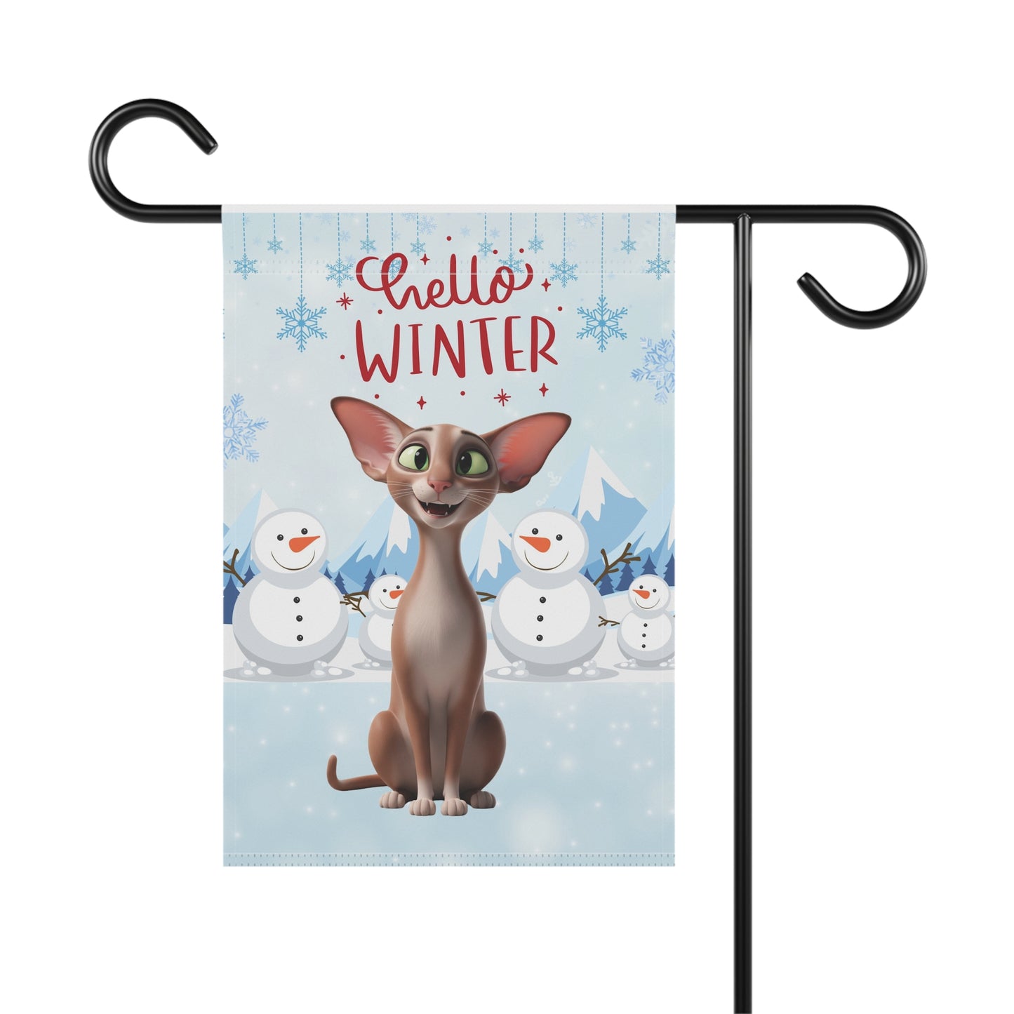 Oriental Shorthair Cat Hello Winter Garden Banner