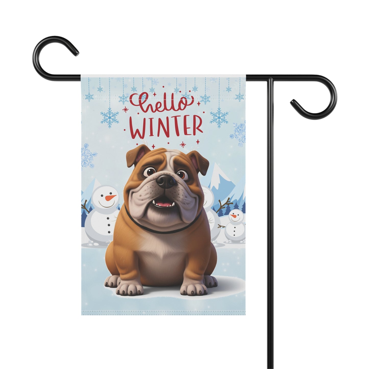 Bulldog Hello Winter Garden Banner