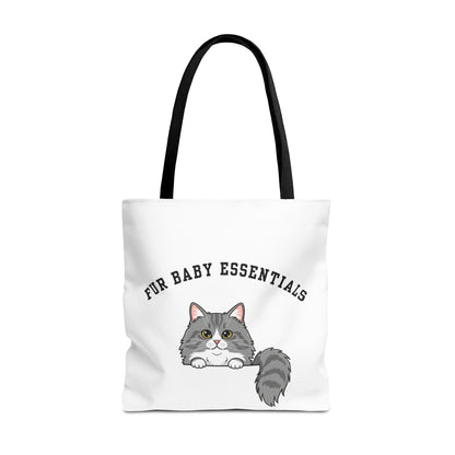 Long hair bi-color gray cat FurBaby Tote Bag