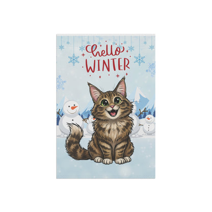 Maine Coon Hello Winter Garden Banner