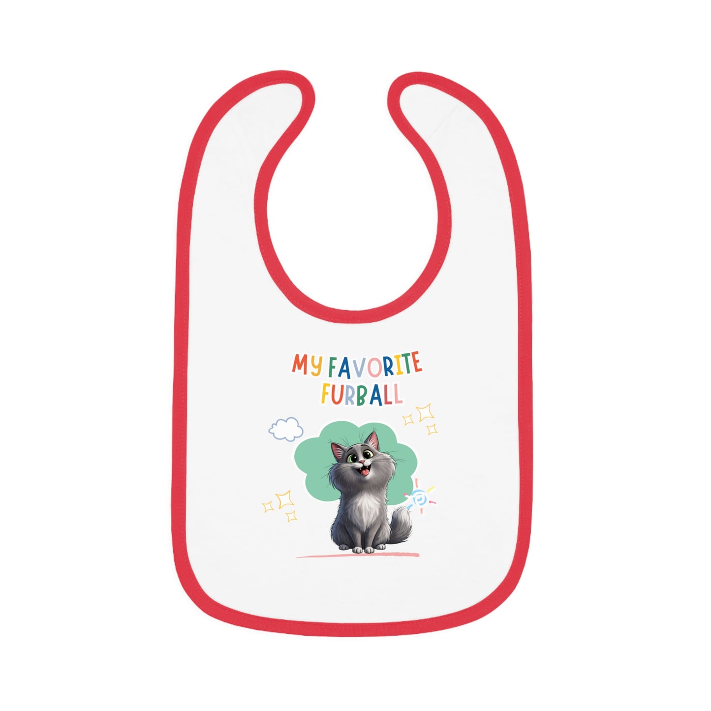 Long hair Gray Cat Favorite Furball Baby Bib