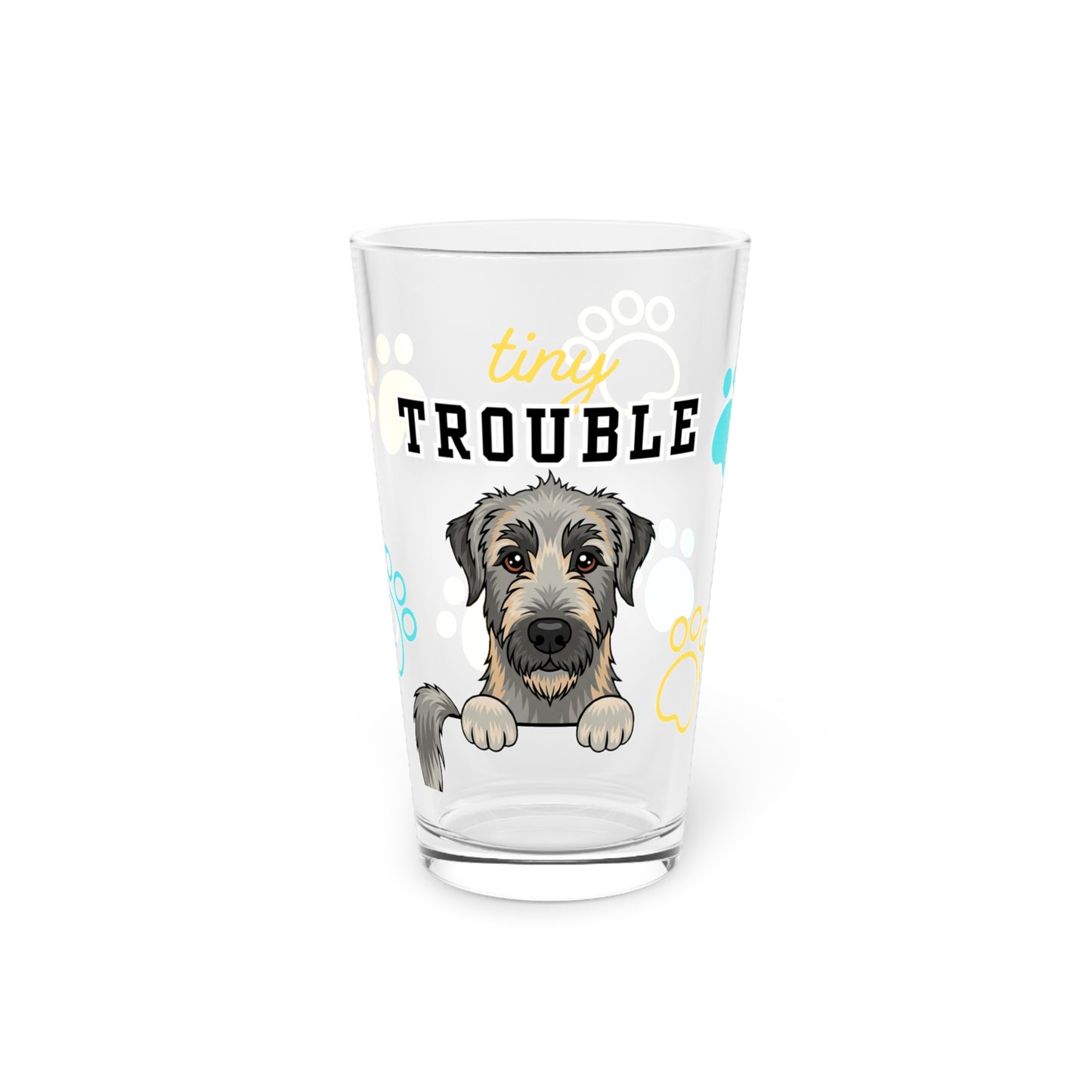 Irish Wolfhound Tiny Trouble Pint Glass