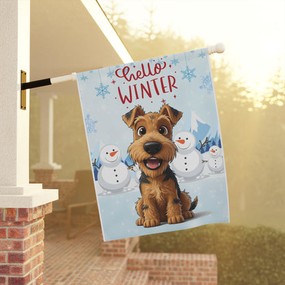 Welshie Hello Winter Garden Banner