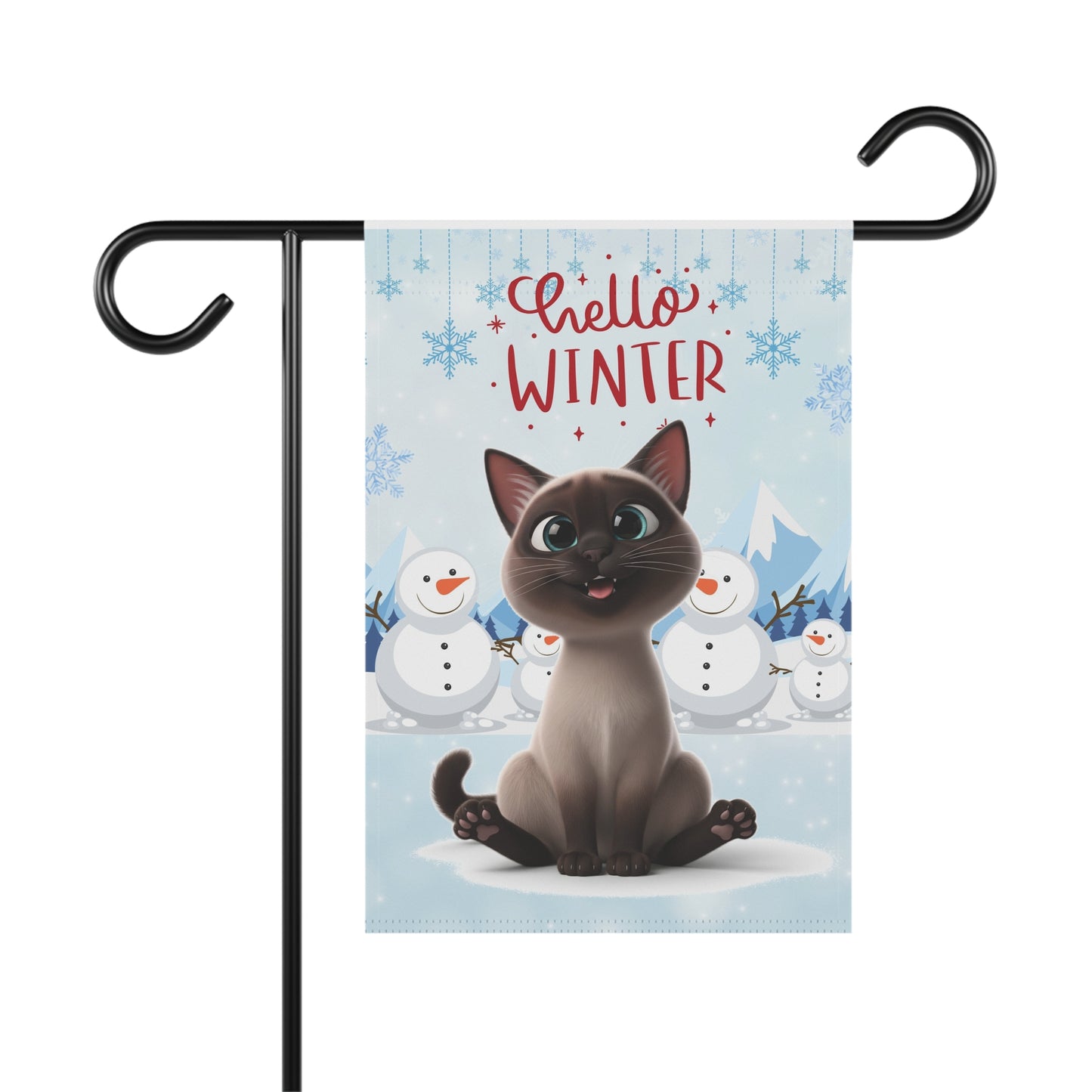 Siamese Cat Hello Winter Garden Banner