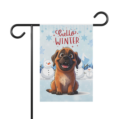 Mastiff Hello Winter Garden Banner