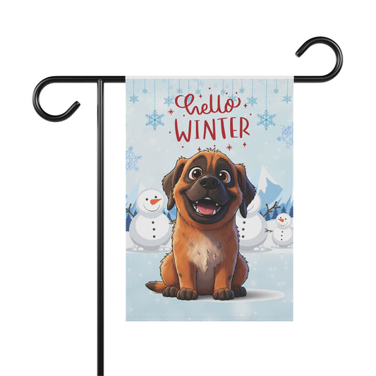Mastiff Hello Winter Garden Banner