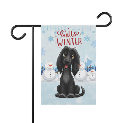 Afghan Hound Hello Winter Garden Banner