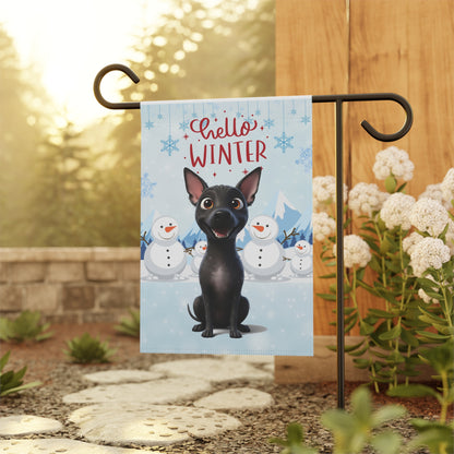 Hairless Dog Hello Winter Garden Banner