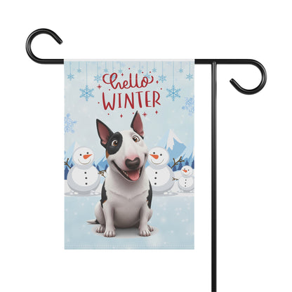 Bull Terrier Hello Winter Garden Banner