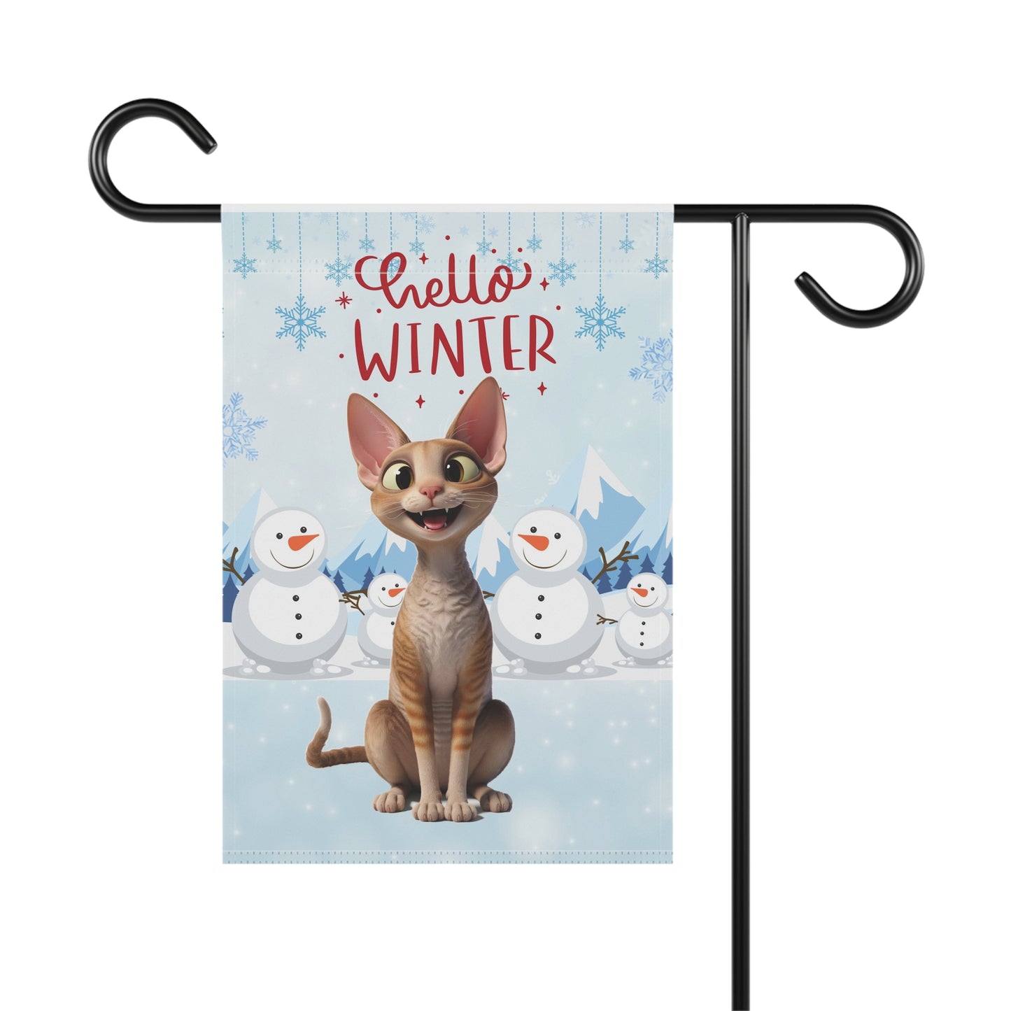 Devon Rex Hello Winter Garden Banner