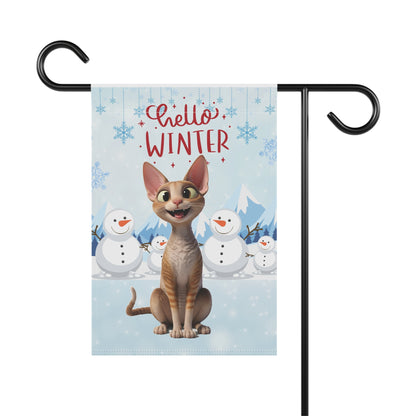 Devon Rex Hello Winter Garden Banner