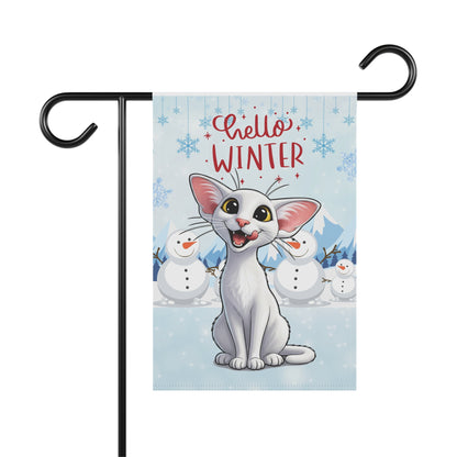 Oriental Shorthair Cat Hello Winter Garden Banner
