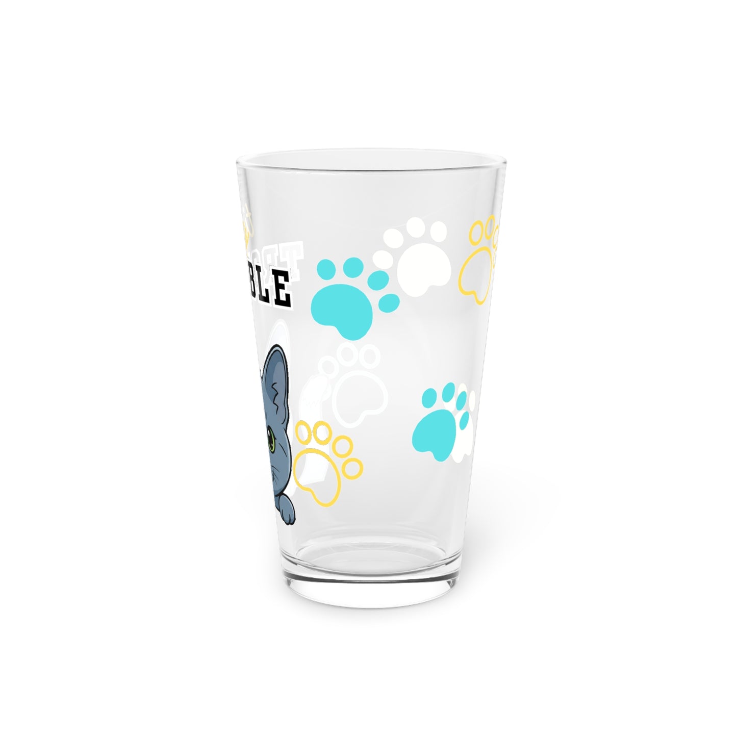 Short hair gray cat Tiny Trouble Pint Glass