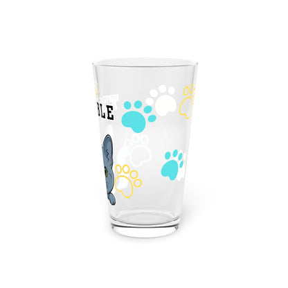 Short hair gray cat Tiny Trouble Pint Glass