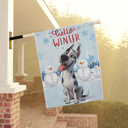 Great Dane Hello Winter Garden Banner