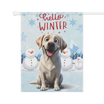 Labrador Hello Winter Garden Banner