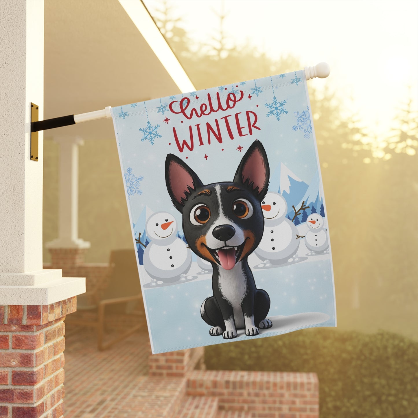 Basenji Hello Winter Garden Banner
