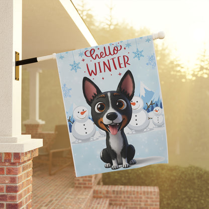 Basenji Hello Winter Garden Banner